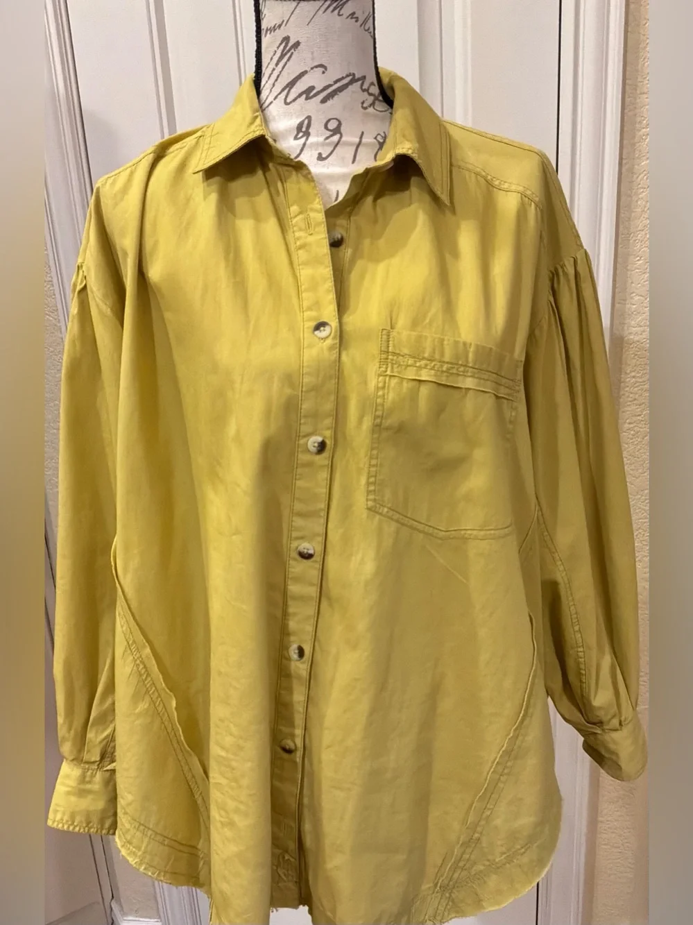Free People We The Free  Happy Hour Fennel Seed Oversize Button-Up Shirt